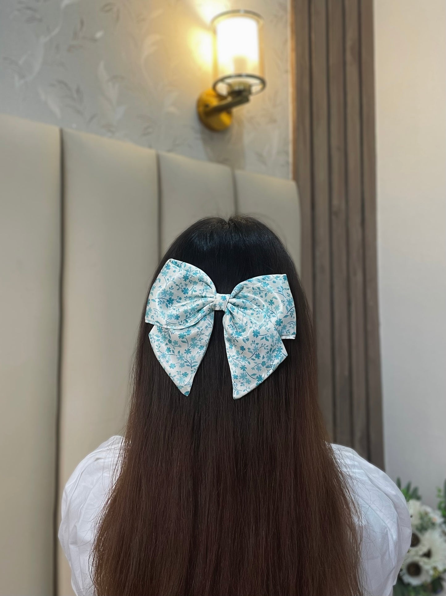 Green Floral Sailor Bow