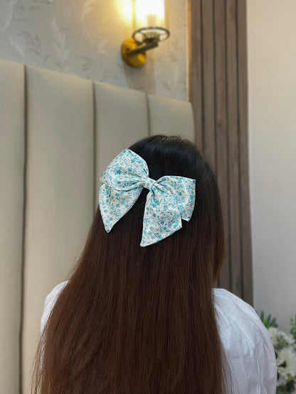 Green Floral Sailor Bow