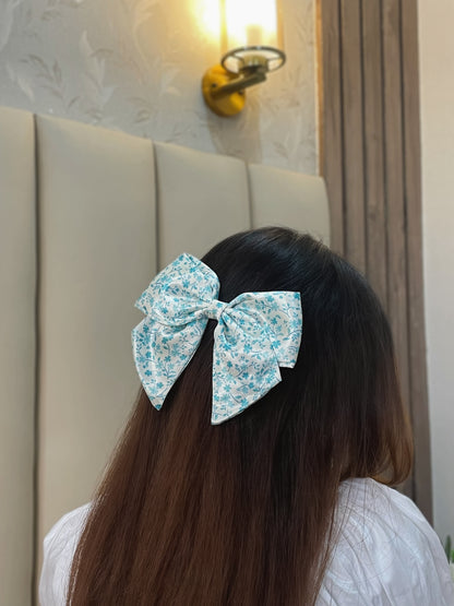 Green Floral Sailor Bow