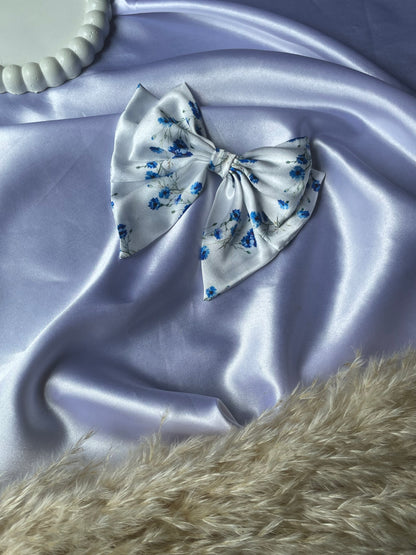 Blue Floral Flutter Bow