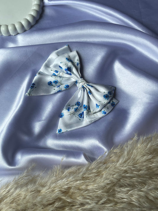 Blue Floral Flutter Bow