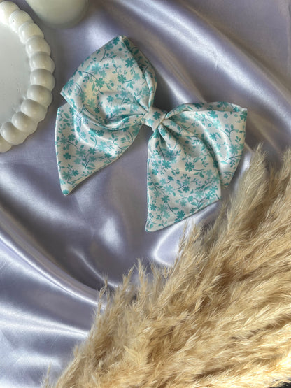 Green Floral Sailor Bow