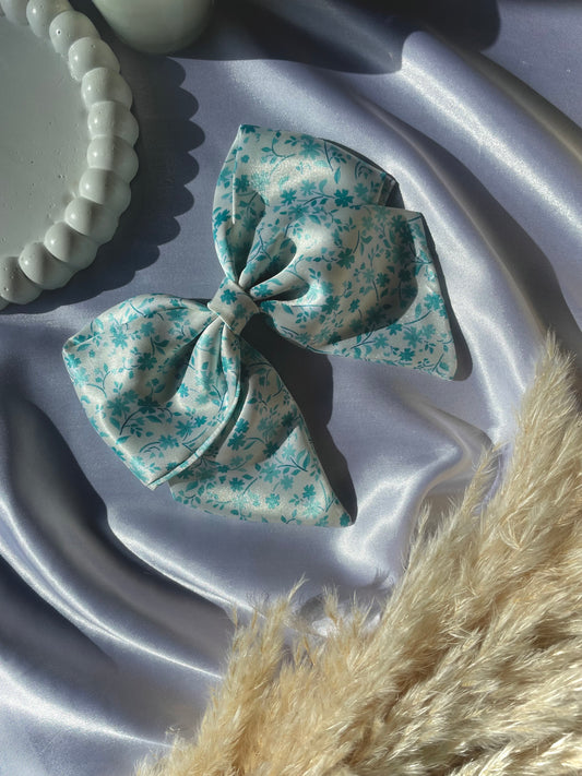 Green Floral Sailor Bow