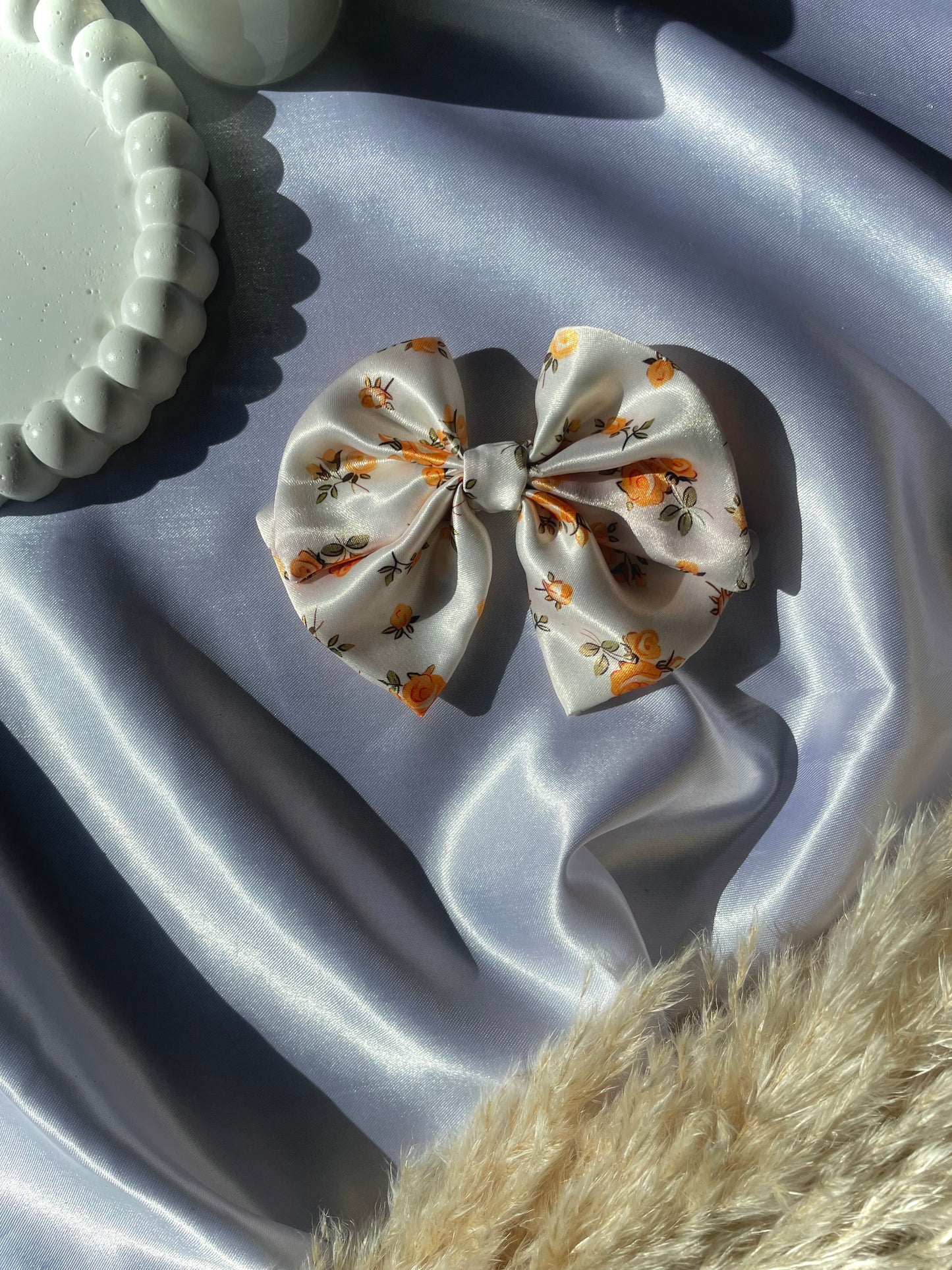Yellow Floral Classic Bow