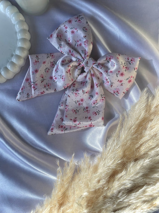 Pink Floral Flare Bow