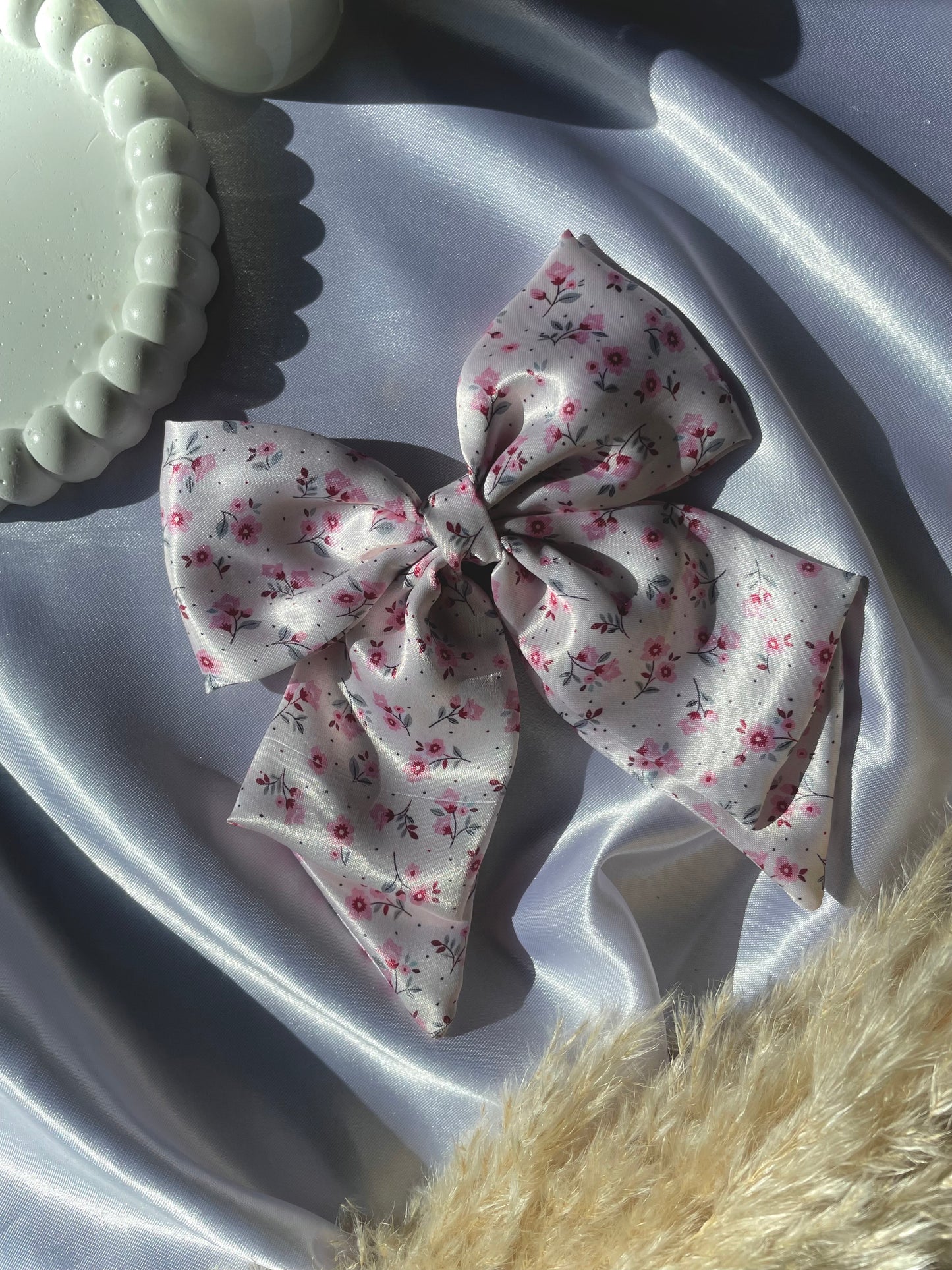 Pink Floral Flare Bow
