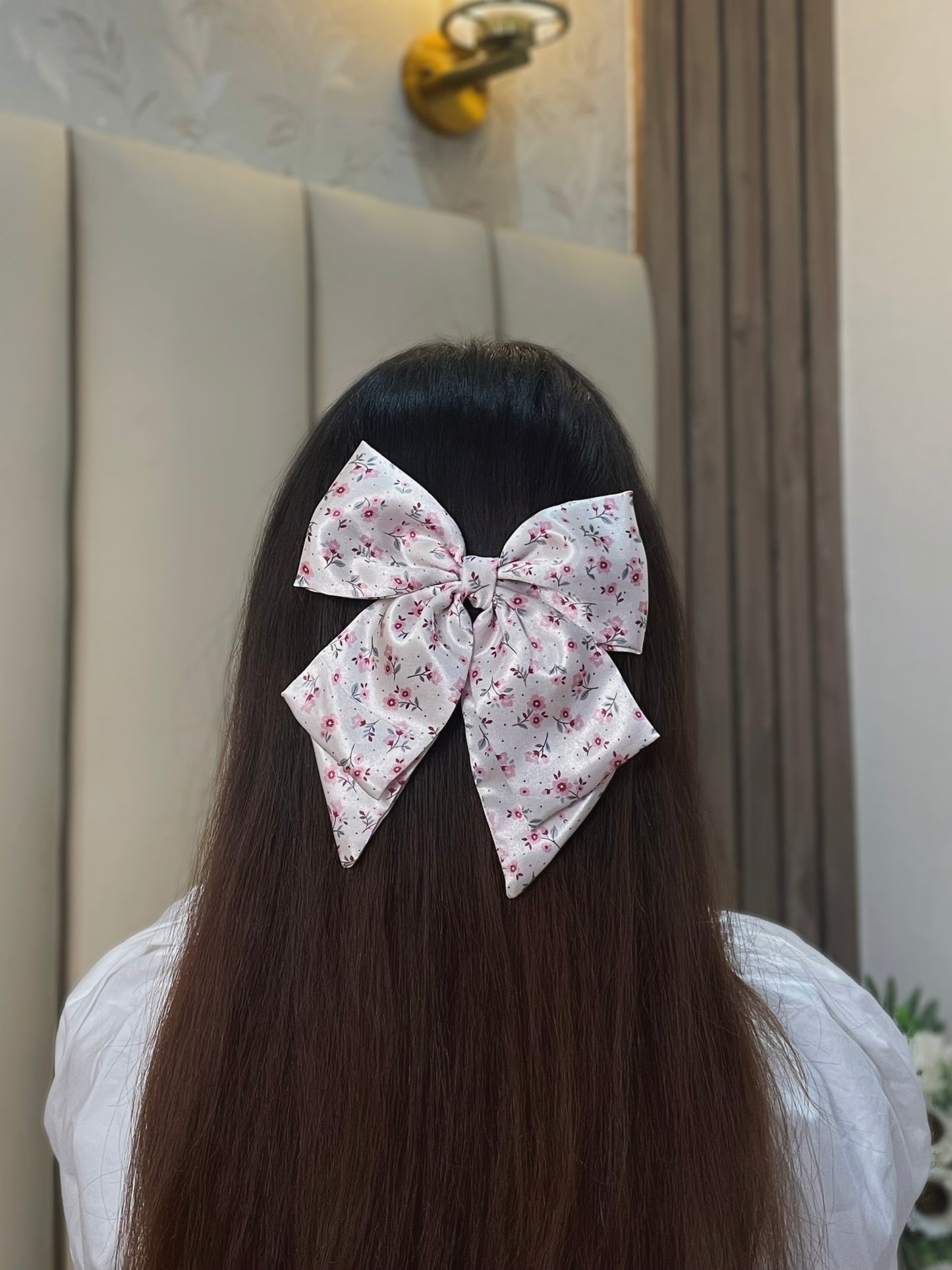 Pink Floral Flare Bow