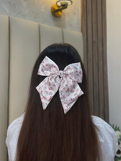 Pink Floral Flare Bow