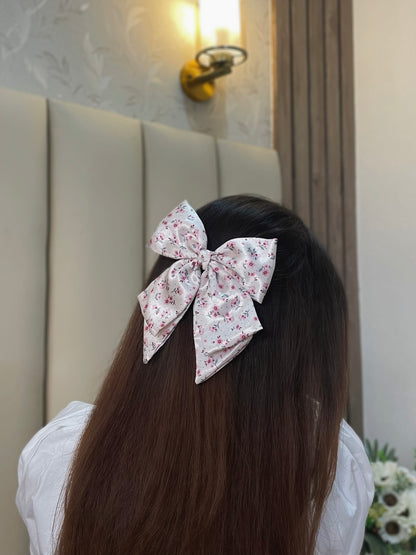 Pink Floral Flare Bow
